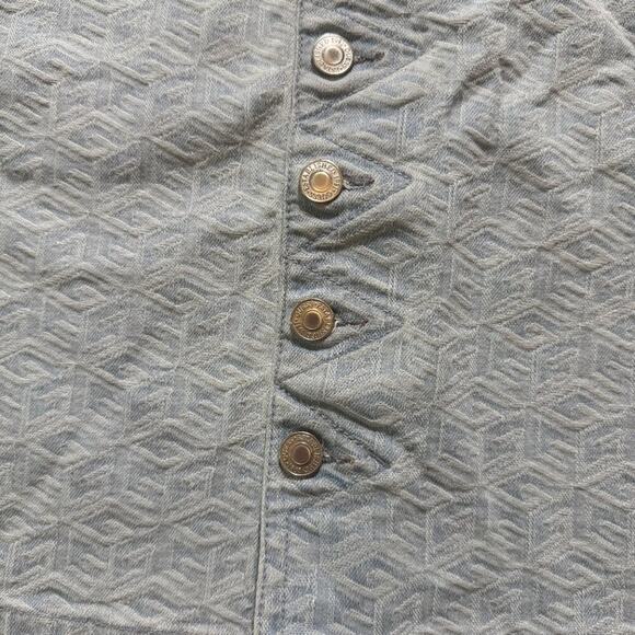 Guess Cube Pattern Denim Mini Skirt Light Blue Button Front Sustainable 30 - Picture 6 of 14